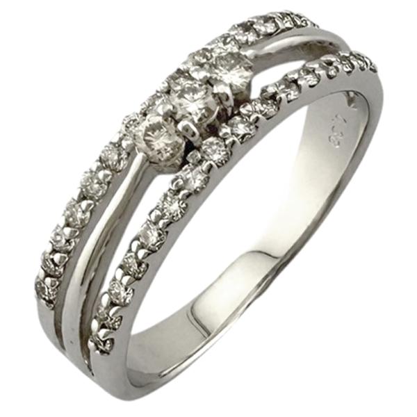 リング 指輪 11号 18金 K18ホワイトゴールド ダイヤモンド レディース  中古 美品