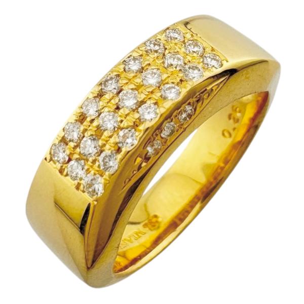 リング 指輪 12号 18金 K18イエローゴールド ダイヤモンド レディース  中古 美品