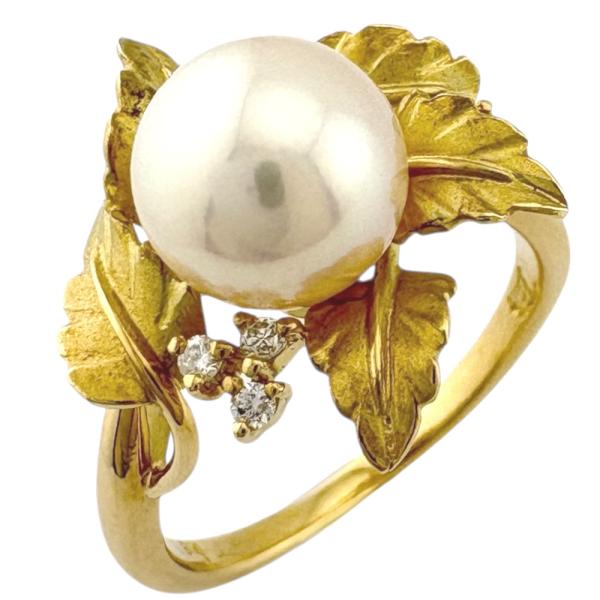 リング 指輪 13号 18金 K18イエローゴールド アコヤパール レディース  中古 美品