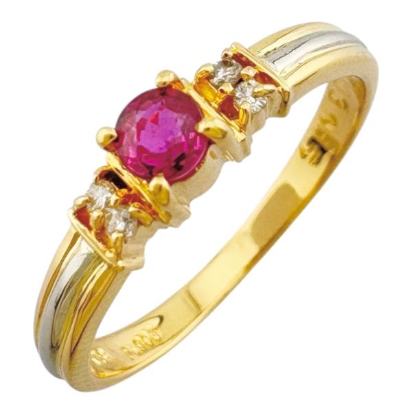 リング 指輪 12号 18金 K18イエローゴールド ルビー レディース  中古 美品