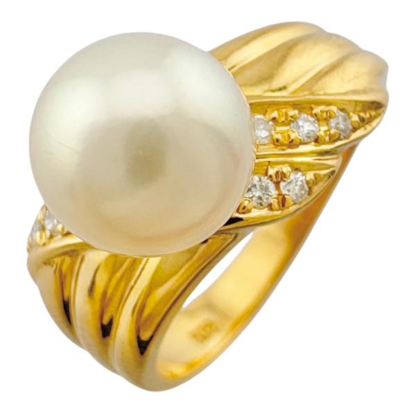 リング 指輪 11号 18金 K18イエローゴールド アコヤパール レディース  中古 美品