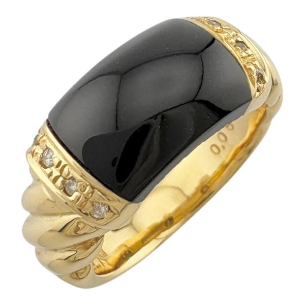 リング 指輪 10.5号 18金 K18イエローゴールド オニキス レディース  中古 美品