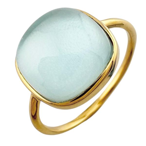 リング 指輪 11号 18金 K18イエローゴールド ブルートパーズ レディース  中古 美品