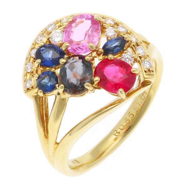 リング 指輪 13号 18金 K18イエローゴールド サファイア中古 美品