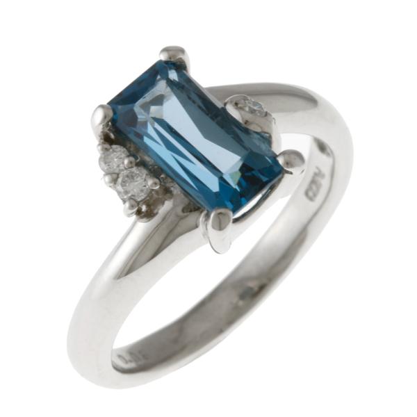 リング 指輪 14号 Pt900プラチナ ブルートパーズ中古 美品