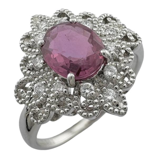 リング 指輪 12号 Pt900プラチナ ルビー レディース  中古 美品