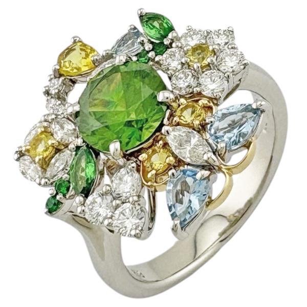 リング 指輪 14号 Pt900プラチナ デマントイドガーネット レディース  中古 美品