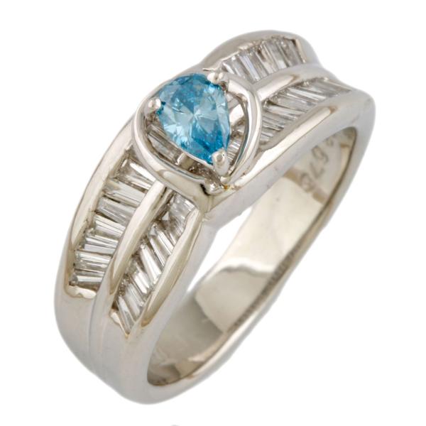 リング 指輪 10.5号 Pt900プラチナ ブルーダイヤモンド：1石 レディース  中古 美品