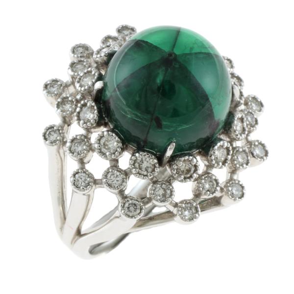 K18WG リング 指輪 トラピッチェエメラルド9.093ct ダイヤ0.65ct 鑑別書付き 希少...