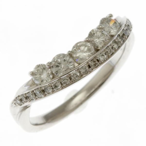リング 指輪 11号 18金 K18ホワイトゴールド ダイヤモンド 0.68ct レディース 中古 ...