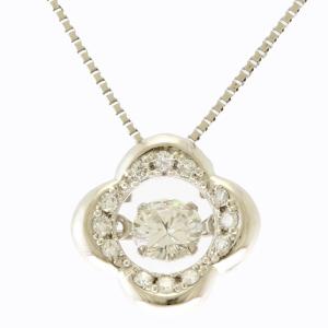 ネックレス 花 フラワー クローバー リメイク 揺れるダイヤ Pt850プラチナ ダイヤモンド 0.30ct ダイヤモンド 0.10ct レディース 中古 美品｜rk-y