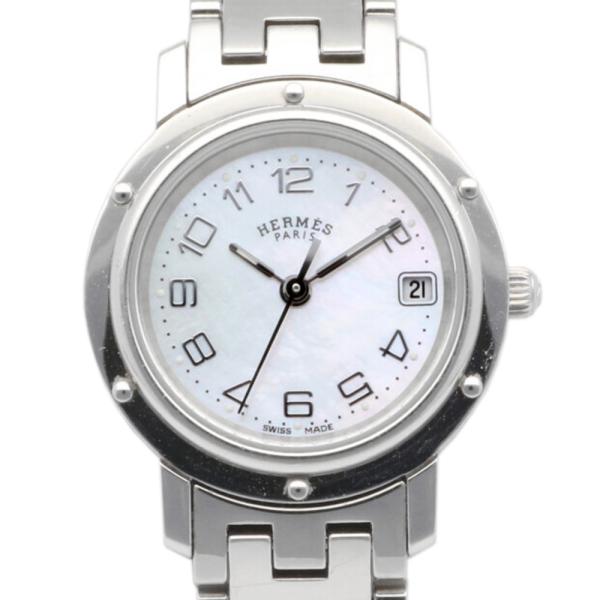 HERMES エルメス SS 腕時計 クリッパー ステンレススチール CL4.210 シルバー ピン...
