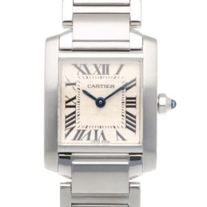カルティエ タンクフランセーズ SM 腕時計 時計 ステンレススチール 2384 クオーツ レディース 1年保証 CARTIER 中古