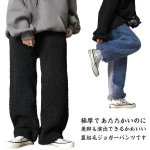 ボアパンツ レディース ゆったり ロングパンツ 裏起毛 極暖 ウエストゴム ルームパンツ スエットパンツ 裾ゴム もこもこ マイクロファイバー 厚手｜rl-select