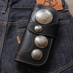 REDMOON レッドムーン ウォレット ブラック コンチョ 長財布 折り財布 REDMOON（レッドムーン） 長財布 ロングウォレット ブライドルレザー