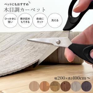 木目調カーペット 幅200×長さ100cm〜190cm迄 サイズオーダー可 洗える 防水 防炎 ペットマット ペット対応 フローリング調マット DIY 傷防止 犬 猫 リビング