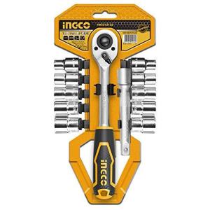 INGCO 1/2ソケットセット 12点組 クイック リリース ラチェット ハンドル 工具 道具 セット HKTS12122