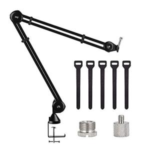BOMGEマイクアームスタンド アップグレードされたデスクマイクシザーサスペンションブームアームスタンド 3/8 から5/8のスクリューアダ