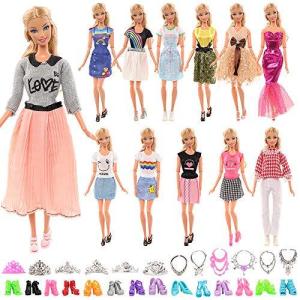 Barwa バービー用服 バービー用ドレス ランダム５セット+10靴+12アクセサリー