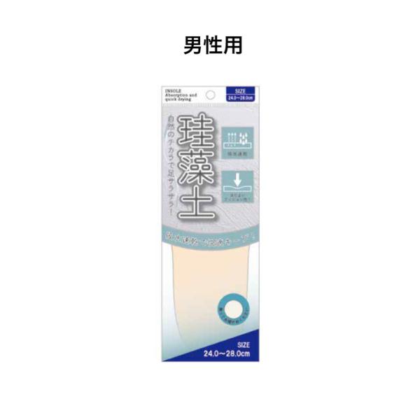 珪藻土インソール　吸水速乾性　中敷き　男性用 24.0〜28.0cm　女性用 22.0〜26.0cm...