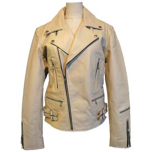 レディース 本革 シングルライダース レザージャケット ベージュ BEIGE