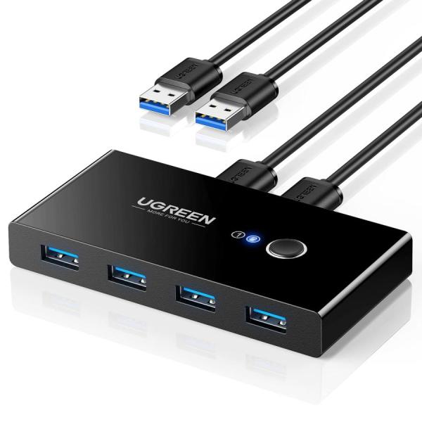 UGREEN 切替器 3.0 高速転送 USB 切り替え PC2台用 プリンタ マウス キーボード ...