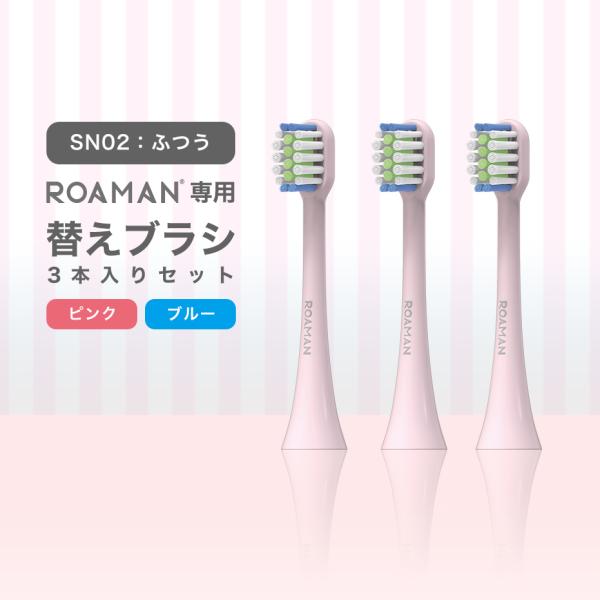 ROAMAN 専用替えブラシSN02　3本入り　ミニシリーズ標準タイプ（ピンク／ブルー）　ROAMA...
