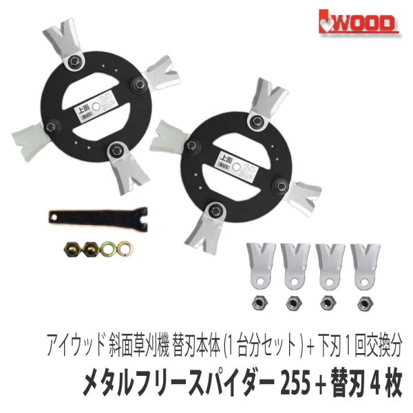 【アイウッド】斜面草刈機 メタルフリースパイダー255 替刃本体1台分＋下刃1回交換セット [交換刃...