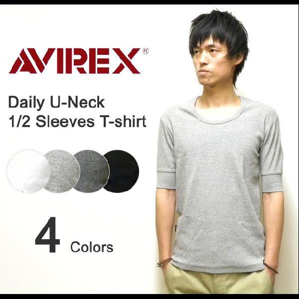 AVIREX（アヴィレックス） DAILY U-NECK 1/2 SLEEVES T-SHIRT リ...