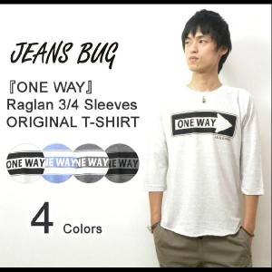 （TB７分袖）『ONE WAY』 JEANSBUG ORIGINAL PRINT 7分袖Tシャツ オリジナルアメカジプリント ワンウェイ アメリカ看板 標識 七分袖Tシャツ 【7TBT-ONEWA】｜robinjeansbug