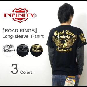 INFINITY（インフィニティ） 『ROAD KINGS』 刺繍＆プリント 長袖Tシャツ スカルモチーフ ロンT ウイング バイカー レイヤード 胤富仁帝 【BI-9216】【BI9216】｜robinjeansbug