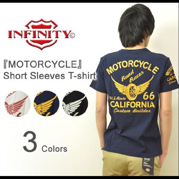 INFINITY（インフィニティ） 『MOTOR CYCLE』 刺繍＆プリント 半袖Tシャツ バイカ...