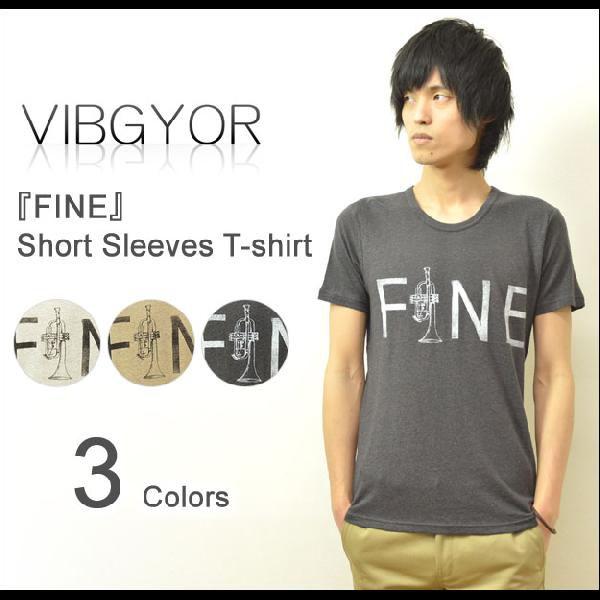 VIBGYOR（ヴィブジョー） 『FINE』 プリント 半袖Ｔシャツ ユーズド加工 プリントＴシャツ...