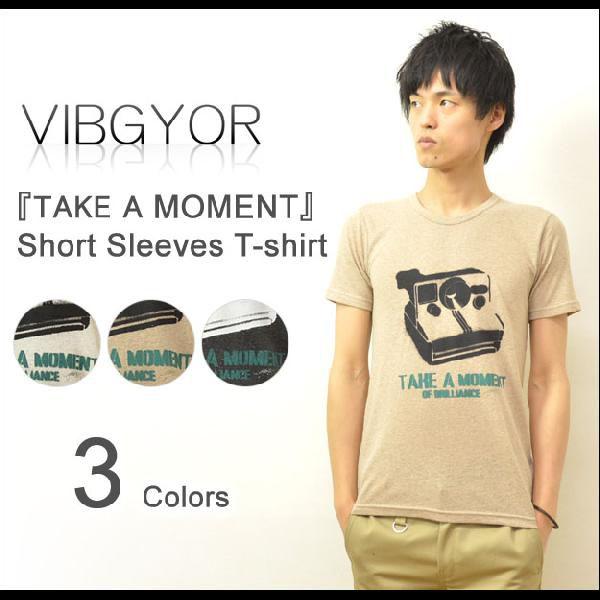 VIBGYOR（ヴィブジョー） TAKE A MOMENT 麻混紡 半袖Ｔシャツ 綿麻素材 プリント...