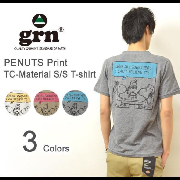 grn（ジーアールエヌ） PENUTS プリント TC 半袖Ｔシャツ スヌーピー ポケットＴシャツ ...