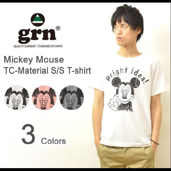 grn（ジーアールエヌ） Mickey Mouse プリント TC 半袖Ｔシャツ ミッキーマウス キ...