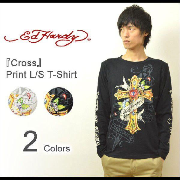 Ed Hardy（エドハーディー） Cross 長袖tシャツ エド ハーディー ロンt タトゥー 長...