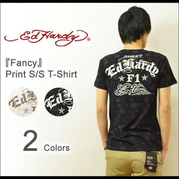 Ed Hardy（エドハーディー） Fancy 半袖Tシャツ メンズ タイトTシャツ モノグラム ロ...