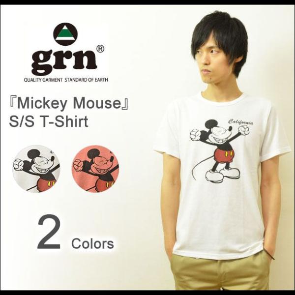 grn（ジーアールエヌ） ミッキーマウス プリントＴシャツ メンズ レディース 半袖Tシャツ ミッキ...