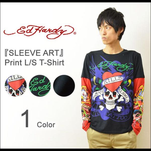 Ed Hardy（エドハーディー） SLEEVE ART ロングTシャツ メンズ ロンT 長袖 Tシ...