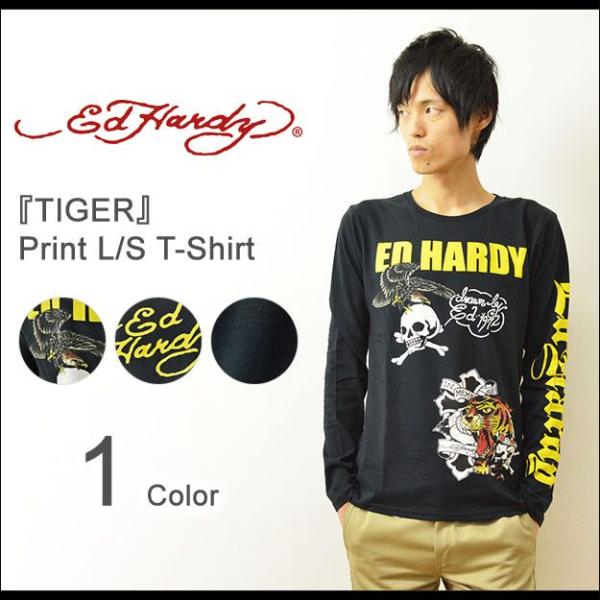 Ed Hardy（エドハーディー） TIGER ロングTシャツ メンズ ロンT 長袖 鷹 虎 和柄 ...