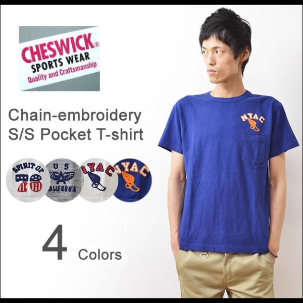 CHESWICK（チェスウィック） チェーン刺繍 ポケットTシャツ メンズ 半袖 ポケT スラブ ア...