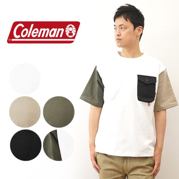 Coleman コールマン Tシャツ ポケT メンズ 異素材 ポケット クルーネック 半袖 オーバー...