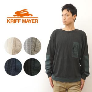 KRIFF MAYER クリフメイヤー ロンT 長袖 Tシャツ メンズ サーマル デザイン クルー ティーシャツ オーバーサイズ ビッグシルエット ワッフル 素材 生地 2217202｜robinjeansbug