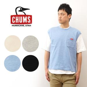 CHUMS チャムス キーストーン レイヤード Tシャツ ベスト 2枚 セット メンズ 半袖 スウェット ポケT オーバーサイズ ビッグシルエット 大きいサイズ CH00-1450｜robinjeansbug