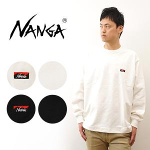 NANGA ナンガ ロンT エコハイブリッド ボックスロゴ 刺繍 長袖 Tシャツ メンズ 大きい サイズ シンプル アウトドア キャンプ 春 夏 秋 コーデ 白 黒 1G803｜robinjeansbug