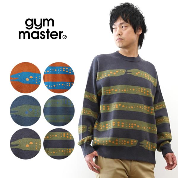 gym master ジムマスター セーター ジャガードニット ウツボーダー クルーネック メンズ ...