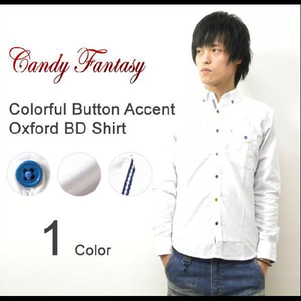 Candy Fantasy（キャンディファンタジー） オックスフォード素材 カラフルボタンアクセント...