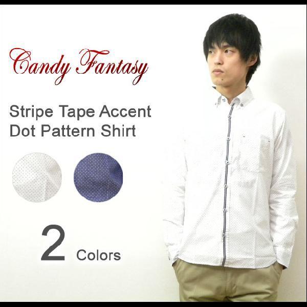 Candy Fantasy（キャンディファンタジー） オックスフォード素材 ドット柄 BDシャツ 長...