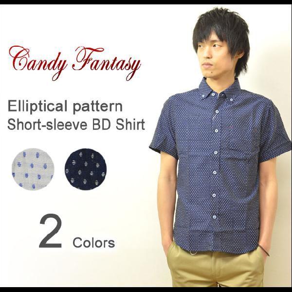 Candy Fantasy（キャンディファンタジー） 小判柄 半袖 ボタンダウンシャツ ドット柄 Ｂ...